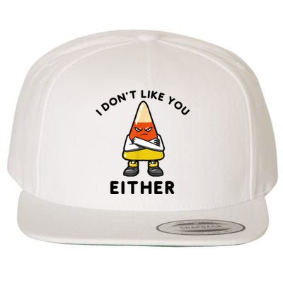 I Don't Like You Either Funny Halloween Candy Corn Wool Snapback Cap