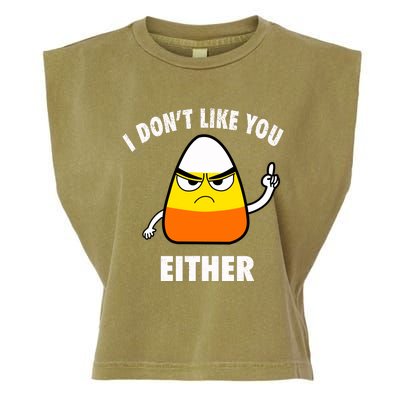 I Don't Like You Either Funny Halloween Candy Corn Garment-Dyed Women's Muscle Tee