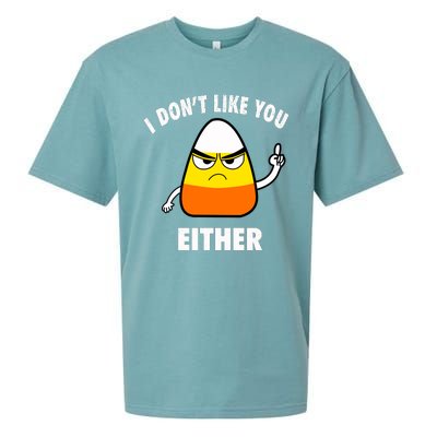 I Don't Like You Either Funny Halloween Candy Corn Sueded Cloud Jersey T-Shirt