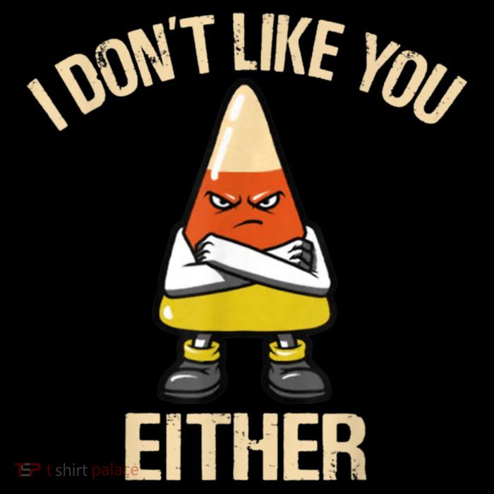 I Don't Like You Either Funny Halloween Candy Corn Drawstring Bag