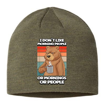 I Dont Like Morning People Bear Coffee Funny Vintage Sustainable Beanie