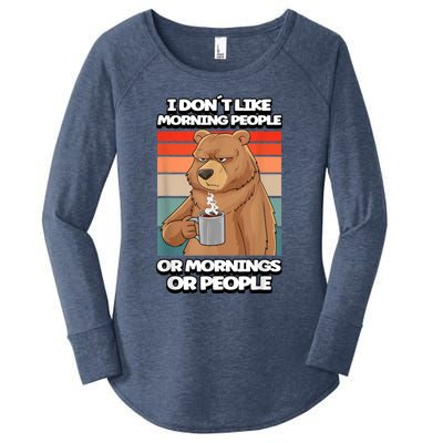 I Dont Like Morning People Bear Coffee Funny Vintage Women's Perfect Tri Tunic Long Sleeve Shirt