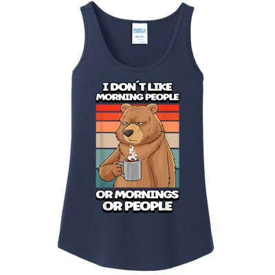 I Dont Like Morning People Bear Coffee Funny Vintage Ladies Essential Tank