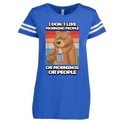 I Dont Like Morning People Bear Coffee Funny Vintage Enza Ladies Jersey Football T-Shirt