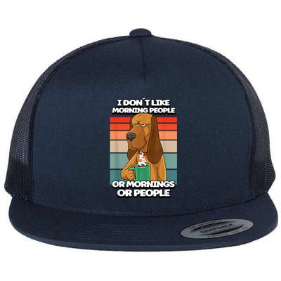 I Dont Like Morning People Dog Coffee Funny Vintage Flat Bill Trucker Hat