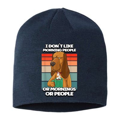 I Dont Like Morning People Dog Coffee Funny Vintage Sustainable Beanie