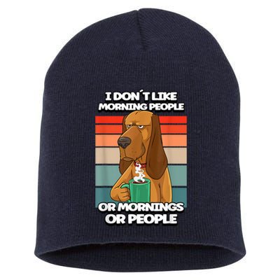 I Dont Like Morning People Dog Coffee Funny Vintage Short Acrylic Beanie