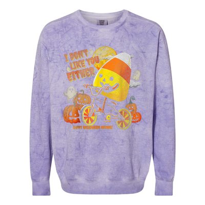 I Dont Like You Either Funny Halloween Candy Corn Boy Colorblast Crewneck Sweatshirt