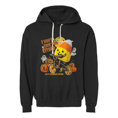 I Dont Like You Either Funny Halloween Candy Corn Boy Garment-Dyed Fleece Hoodie