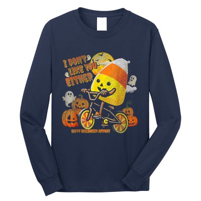 I Dont Like You Either Funny Halloween Candy Corn Boy Long Sleeve Shirt