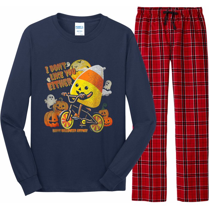 I Dont Like You Either Funny Halloween Candy Corn Boy Long Sleeve Pajama Set