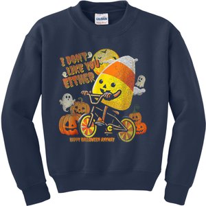 I Dont Like You Either Funny Halloween Candy Corn Boy Kids Sweatshirt