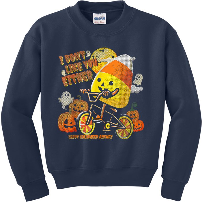 I Dont Like You Either Funny Halloween Candy Corn Boy Kids Sweatshirt