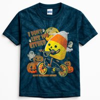 I Dont Like You Either Funny Halloween Candy Corn Boy Kids Tie-Dye T-Shirt