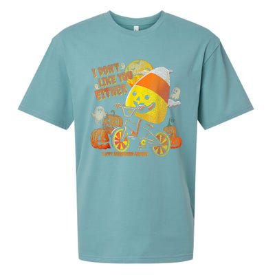 I Dont Like You Either Funny Halloween Candy Corn Boy Sueded Cloud Jersey T-Shirt