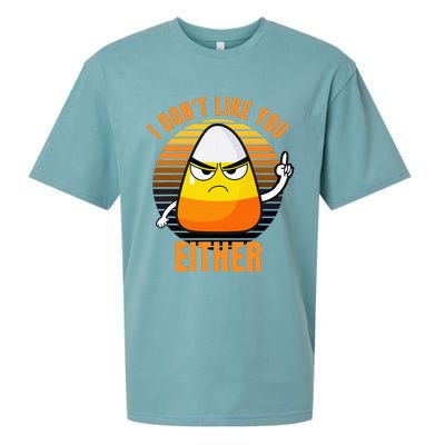 I DonT Like You Either Candy Corn Halloween Sueded Cloud Jersey T-Shirt