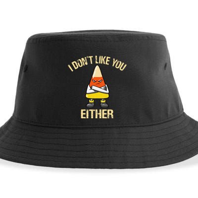 i don't like you either candy corn Sustainable Bucket Hat