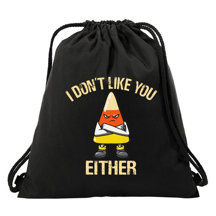 i don't like you either candy corn Drawstring Bag