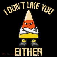 i don't like you either candy corn Short Acrylic Beanie