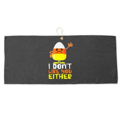 I Don't Like You Either Funny Halloween Candy Corn Large Microfiber Waffle Golf Towel