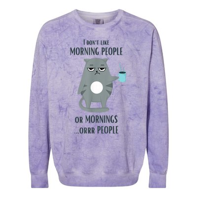 I Dont Like Morning People Funny Cat Graphic Colorblast Crewneck Sweatshirt