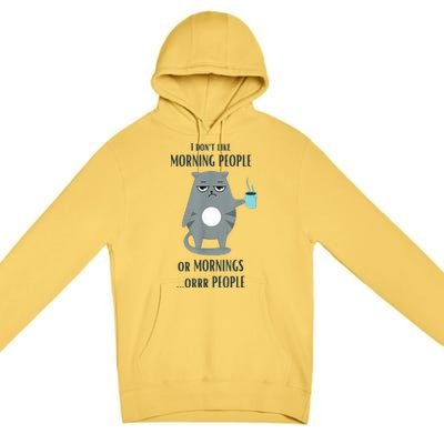 I Dont Like Morning People Funny Cat Graphic Premium Pullover Hoodie