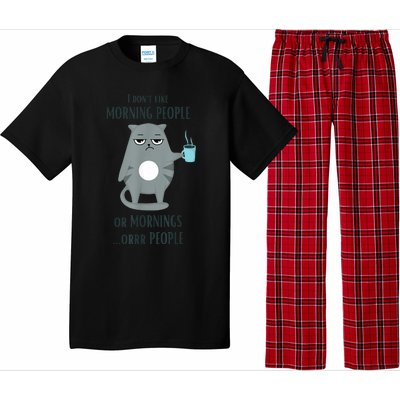 I Dont Like Morning People Funny Cat Graphic Pajama Set