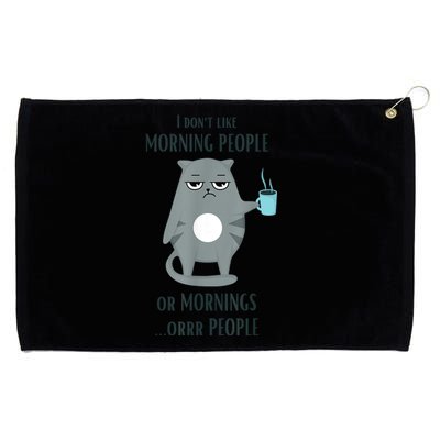 I Dont Like Morning People Funny Cat Graphic Grommeted Golf Towel