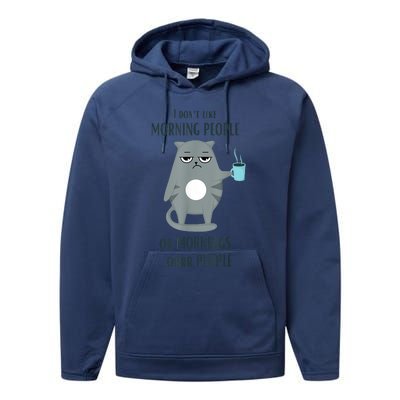 I Dont Like Morning People Funny Cat Graphic Performance Fleece Hoodie