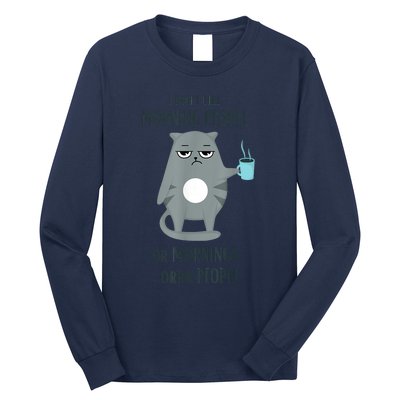 I Dont Like Morning People Funny Cat Graphic Long Sleeve Shirt