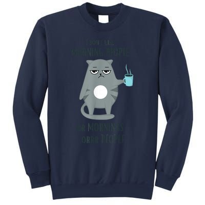 I Dont Like Morning People Funny Cat Graphic Sweatshirt