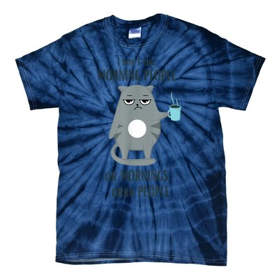 I Dont Like Morning People Funny Cat Graphic Tie-Dye T-Shirt