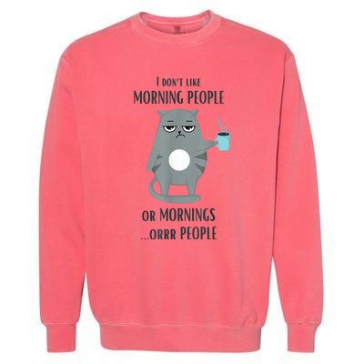 I Dont Like Morning People Funny Cat Graphic Garment-Dyed Sweatshirt