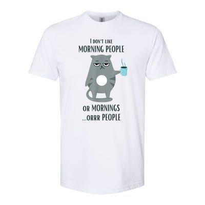 I Dont Like Morning People Funny Cat Graphic Softstyle CVC T-Shirt