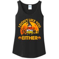 I Don't Like You Either Funny Halloween Candy Corn Ladies Essential Tank