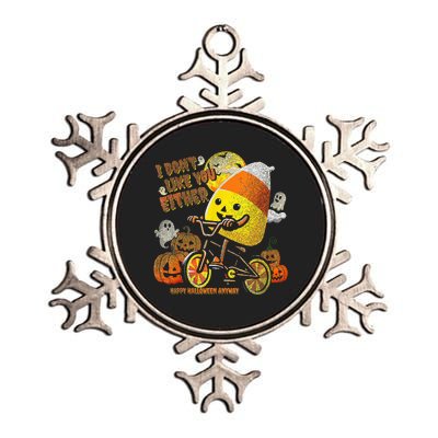 I Dont Like You Either Funny Halloween Candy Corn Metallic Star Ornament