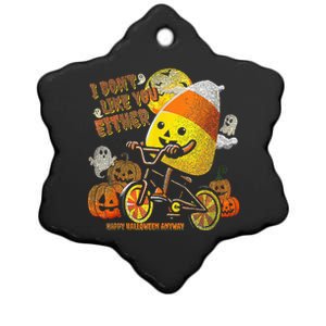 I Dont Like You Either Funny Halloween Candy Corn Ceramic Star Ornament