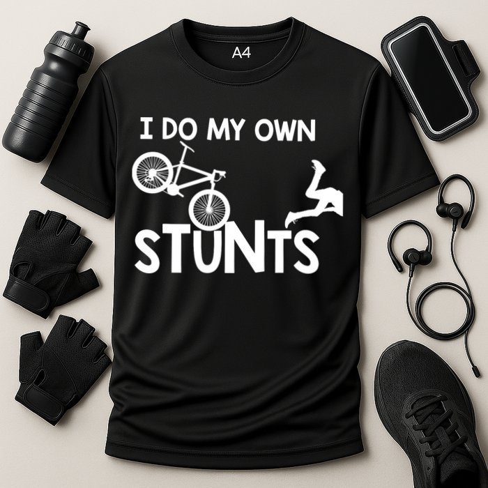 I Do My Own Stunts Mountain Biker Funny Cooling Performance Crew T-Shirt
