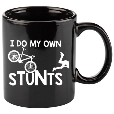 I Do My Own Stunts Mountain Biker Funny 11oz C Handle Ceramic Mug