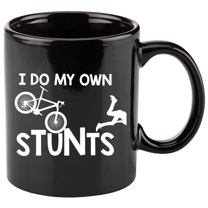 I Do My Own Stunts Mountain Biker Funny 11oz C Handle Ceramic Mug