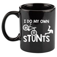 I Do My Own Stunts Mountain Biker Funny 11oz C Handle Ceramic Mug