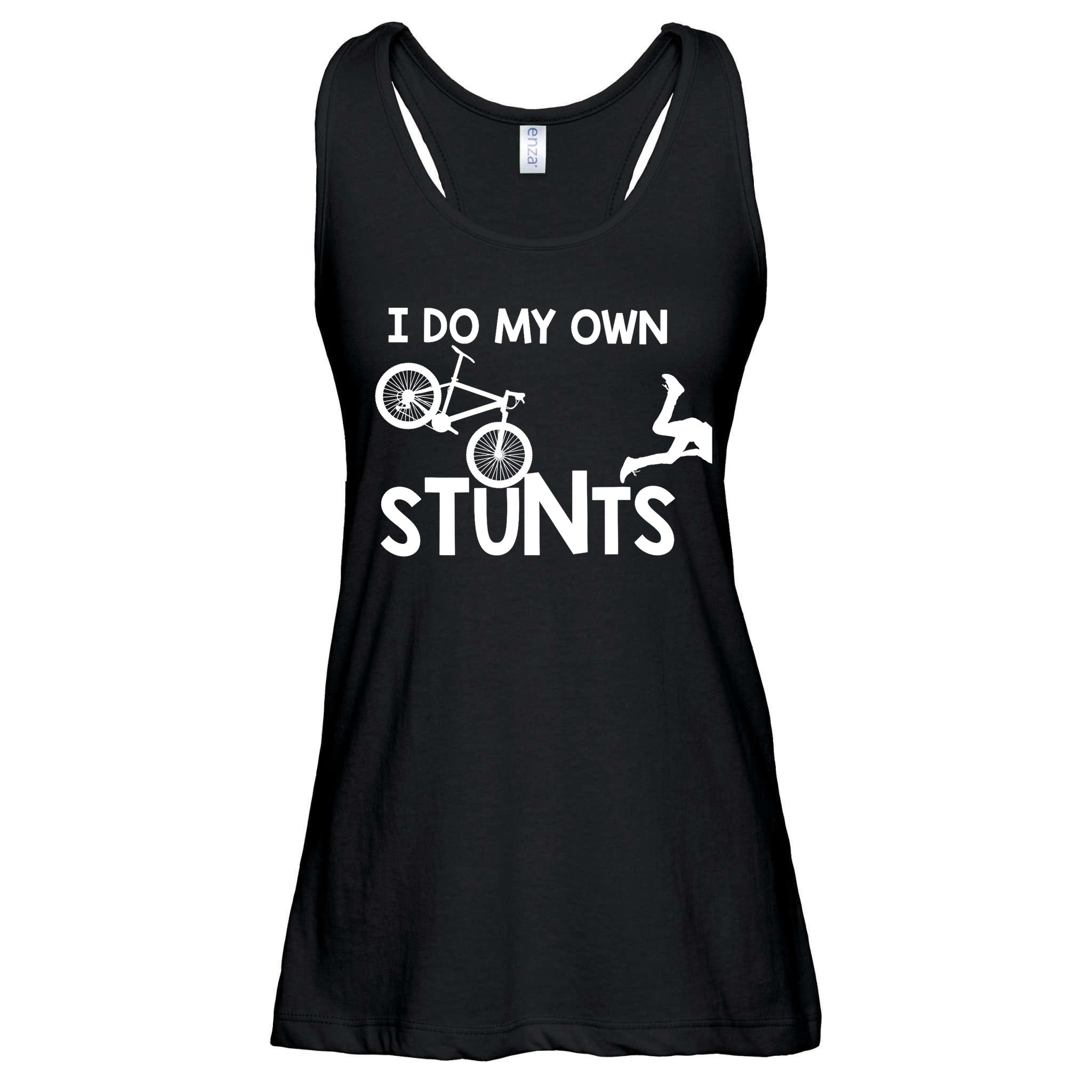I Do My Own Stunts Mountain Biker Funny Ladies Essential Flowy Tank