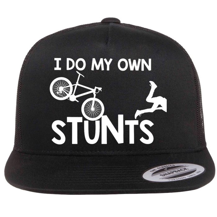 I Do My Own Stunts Mountain Biker Funny Flat Bill Trucker Hat