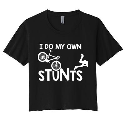 I Do My Own Stunts Mountain Biker Funny Crop Top