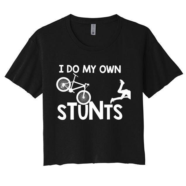 I Do My Own Stunts Mountain Biker Funny Crop Top