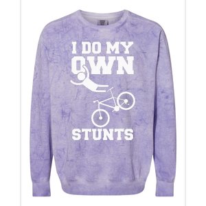 I Do My Own Stunts Broken Arm Hospital Recovery Cast Bicycle Colorblast Crewneck Sweatshirt