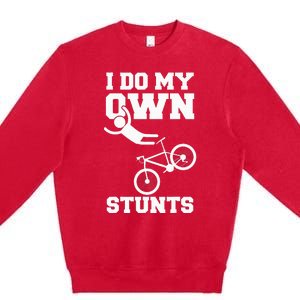 I Do My Own Stunts Broken Arm Hospital Recovery Cast Bicycle Premium Crewneck Sweatshirt