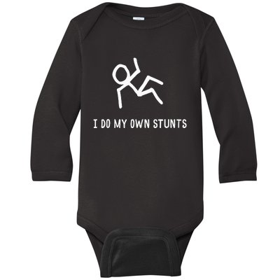 I Do My Own Stunts Baby Long Sleeve Bodysuit