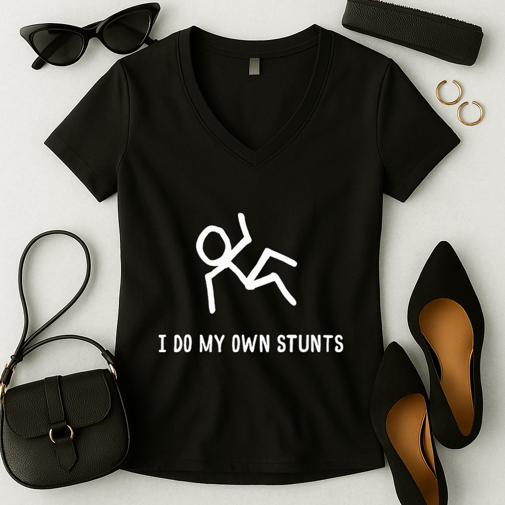 I Do My Own Stunts Women's V-Neck T-Shirt