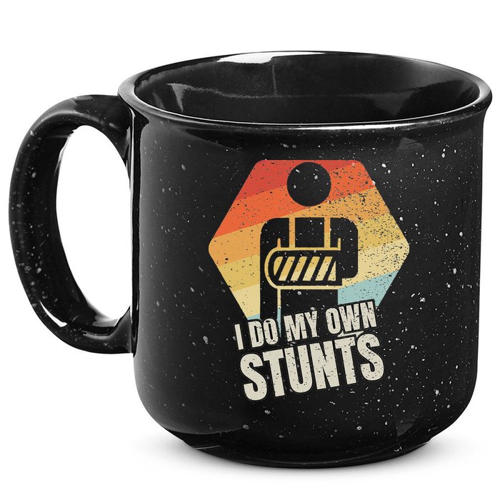 I Do My Own Stunts Broken Arm Gifts Funny Injury 15oz Campfire Ceramic Mug